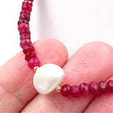 Red Chalcedony Baroque Pearl Necklace 18 inches Classic Jewelry