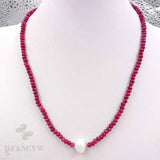 Red Chalcedony Baroque Pearl Necklace 18 inches Classic Jewelry