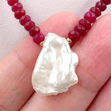 Red Chalcedony Baroque Pearl Necklace 18 inches