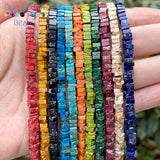 Natural Stone Colorful Sea Sediment Jaspers Flat Square Spacer Beads 15''
