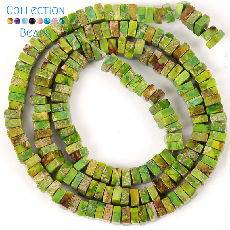 Natural Stone Colorful Sea Sediment Jaspers Flat Square Spacer Beads 15''