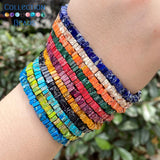 Natural Stone Colorful Sea Sediment Jaspers Flat Square Spacer Beads 15''