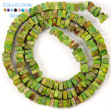 Natural Stone Colorful Sea Sediment Jaspers Flat Square Spacer Beads 15''