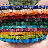 Natural Stone Colorful Sea Sediment Jaspers Flat Square Spacer Beads 15''
