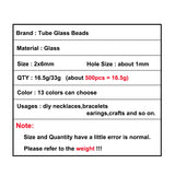 2x6mm Long Tube Bugle Beads Czech Glass Beads for Jewelry Making