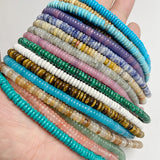 2x6mm Natural Abacus Stone Beads Flat Small Coin Shape Gems Spacer Beads