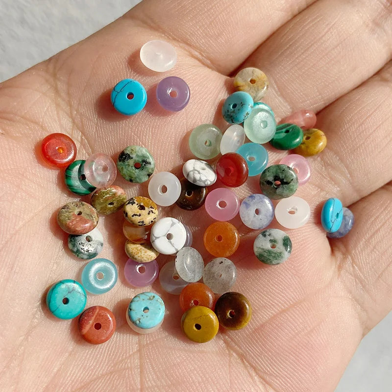 2x6mm Natural Abacus Stone Beads Flat Small Coin Shape Gems Spacer Beads