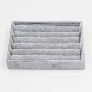 Gray Velvet Jewelry Display Tray for Rings