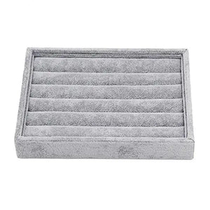 Gray Velvet Jewelry Display Tray for Rings