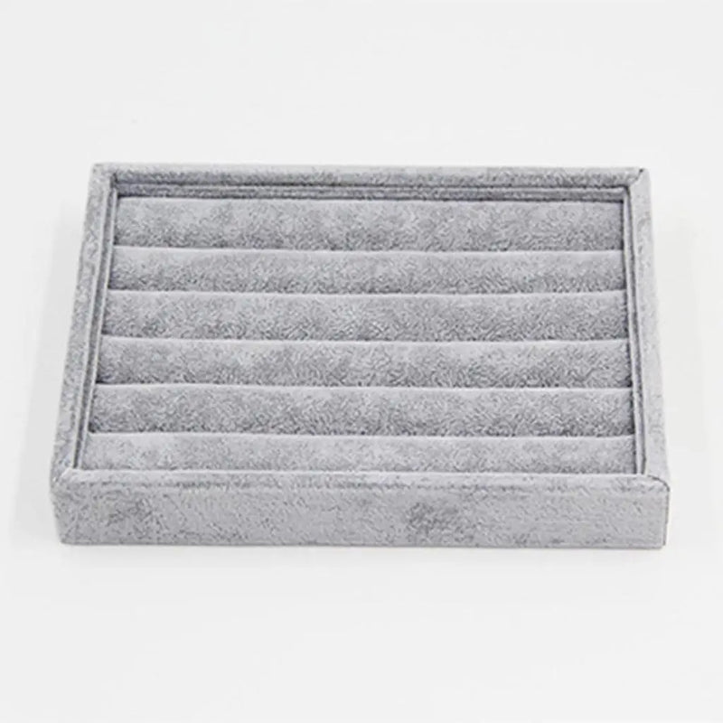 Gray Velvet Jewelry Display Tray for Rings