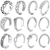 Adjustable Open Toe Rings Set Foot Jewelry for Women Men 12Pcs
