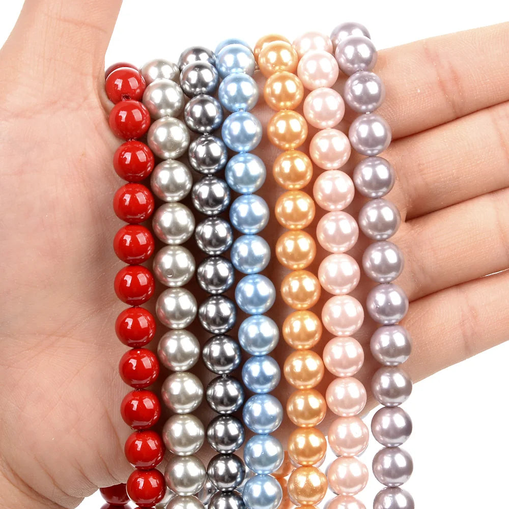 3-12mm Natural Shell Pearl Beads Multicolor Round Spacer Beads for DIY Jewelry