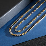 3-12mm Stainless Steel Chain Necklace Men Women Long Jewelry