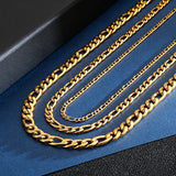 3-12mm Stainless Steel Chain Necklace Men Women Long Jewelry