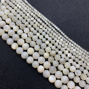 3-12mm Seawater Shell Round Beads Mother-of-pearl DIY Jewelry Making