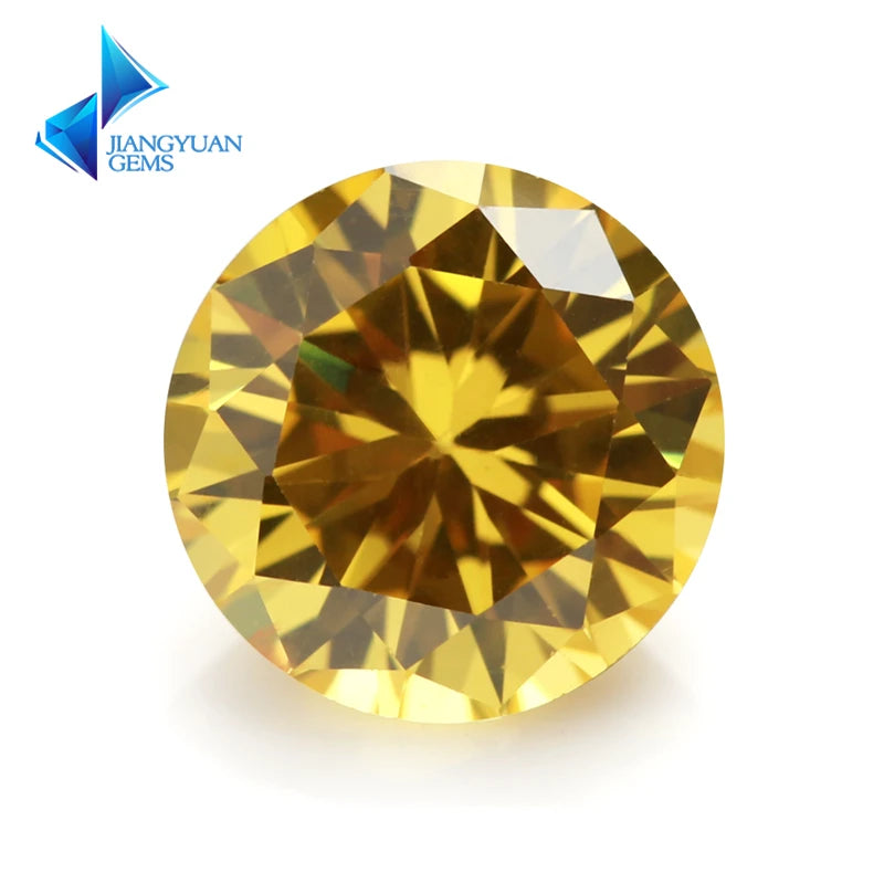 3~16mm 5A Golden Yellow CZ Round Cut Crystal Zircon Stone