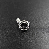 3-20MM Round Prong Bezel Settings 925 Sterling Silver CZ Pendant Charm DIY
