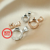 3-20MM Round Prong Bezel Settings 925 Sterling Silver CZ Pendant Charm DIY
