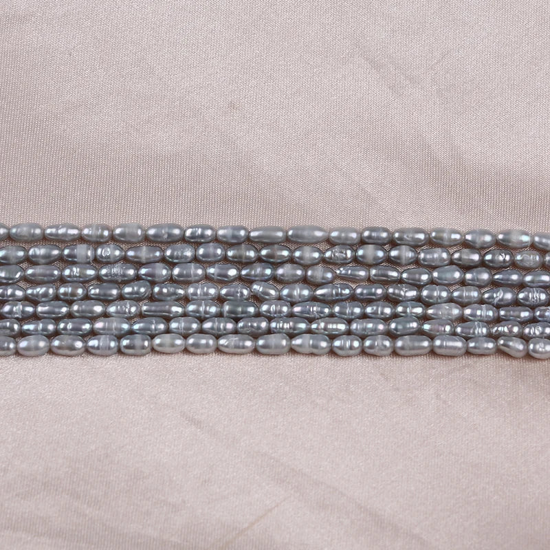 Gray Freshwater Pearl Rice Shape Strands