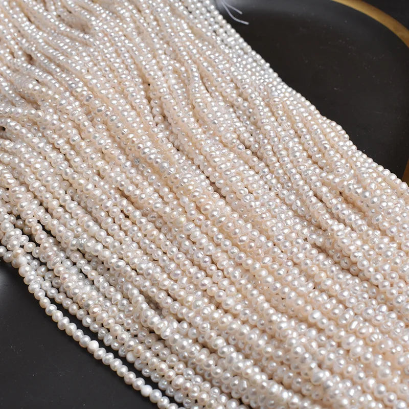 3-3.5mm Natural Freshwater Pearl Punch Loose Beads DIY Jewelry Material