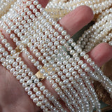 3-3.5mm Natural Freshwater Pearl Small Beads Fine Chain DIY Necklace Earrings