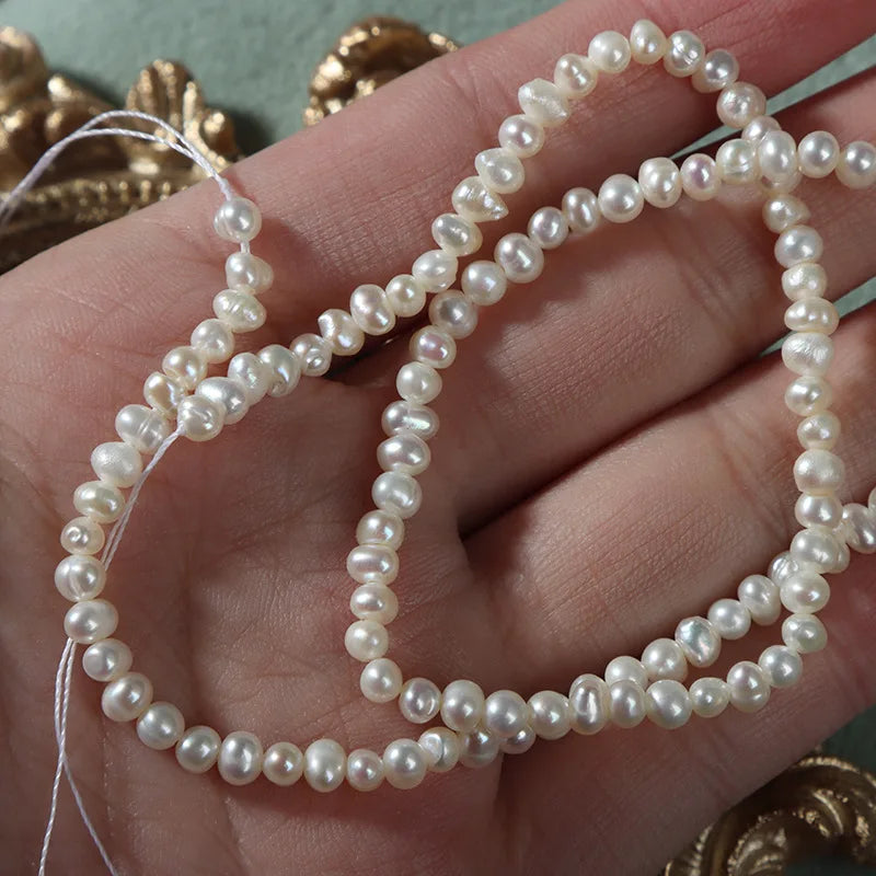 3-3.5mm Natural Freshwater Pearl Small Beads Fine Chain DIY Necklace Earrings