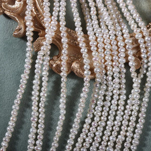 3-3.5mm Natural Freshwater Pearl Small Beads Fine Chain DIY Necklace Earrings