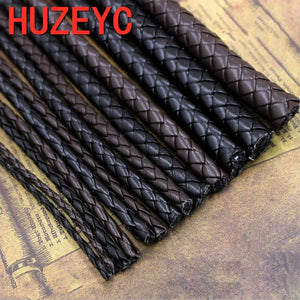 3-12mm Round Leather Cord Brown Braided PU Rope Jewelry DIY