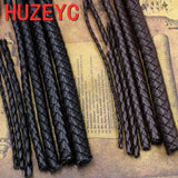3-12mm Round Leather Cord Brown Braided PU Rope Jewelry DIY