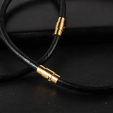 Vintage Leather Necklace Rope Chain Magnetic Clasp Choker Neck Jewelry