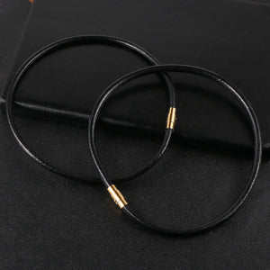 Vintage Leather Necklace Rope Chain Magnetic Clasp Choker Neck Jewelry