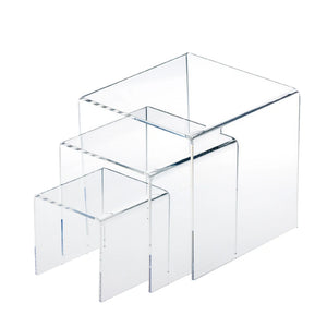 Acrylic Clear 3 Piece Riser Display Stands for Jewelry or Makeup