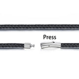 Braided Leather Necklace Cord Stainless Steel Magnetic Clasp
