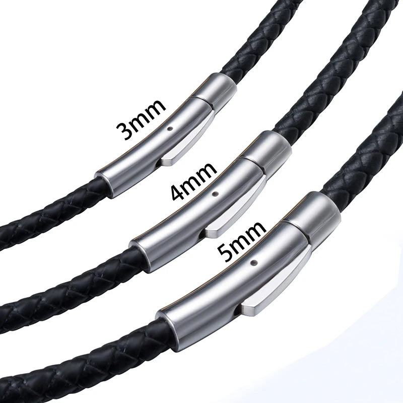 Braided Leather Necklace Cord Stainless Steel Magnetic Clasp