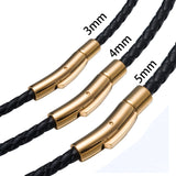 Braided Leather Necklace Cord Stainless Steel Magnetic Clasp
