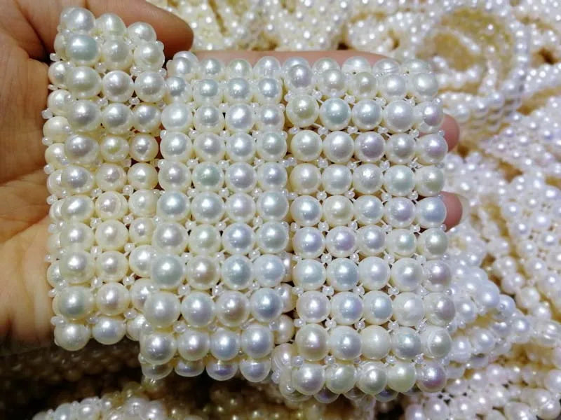 Freshwater Pearl Coin Bracelet 7.5 Inch Natural Beads
