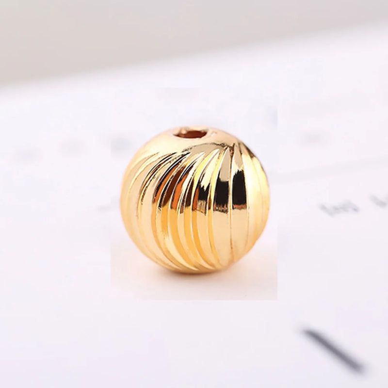 Gold/Silver Plated Spiral Pattern Copper Beads 10mm for DIY Jewelry Making