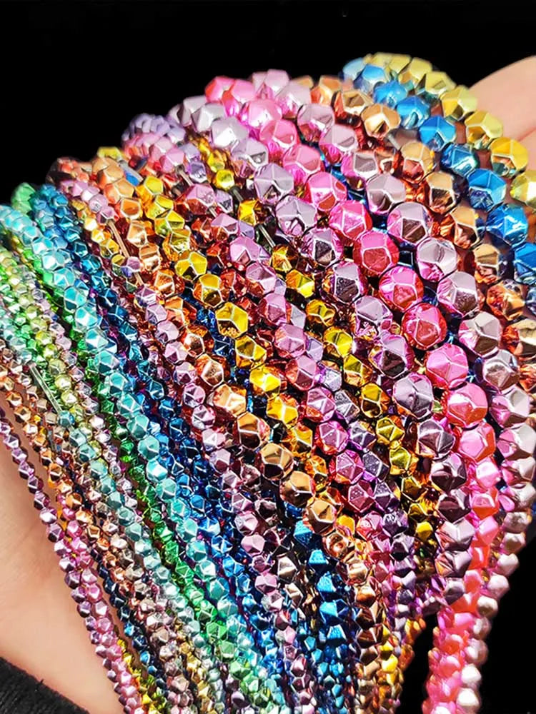 3/4/6/8MM Hematite Spacer Faceted Round Beads for Jewelry Making
