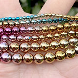 Rainbow Hematite Stone Beads 3-8mm Round Loose Beads Jewelry Making DIY