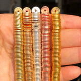Natural Matte Hematite Stone Beads Round Flat Spacer 15''
