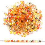 3/4/6mm Czech Glass Square Beads Orange AB Mixed Crystal Faceted Cube