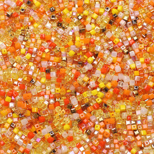 3/4/6mm Czech Glass Square Beads Orange AB Mixed Crystal Faceted Cube