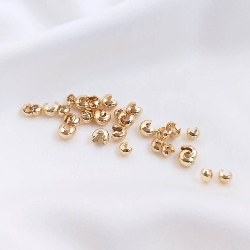 3-4MM Retention 14K Copper C End Beads Clip Buckle Crimps DIY Jewelry
