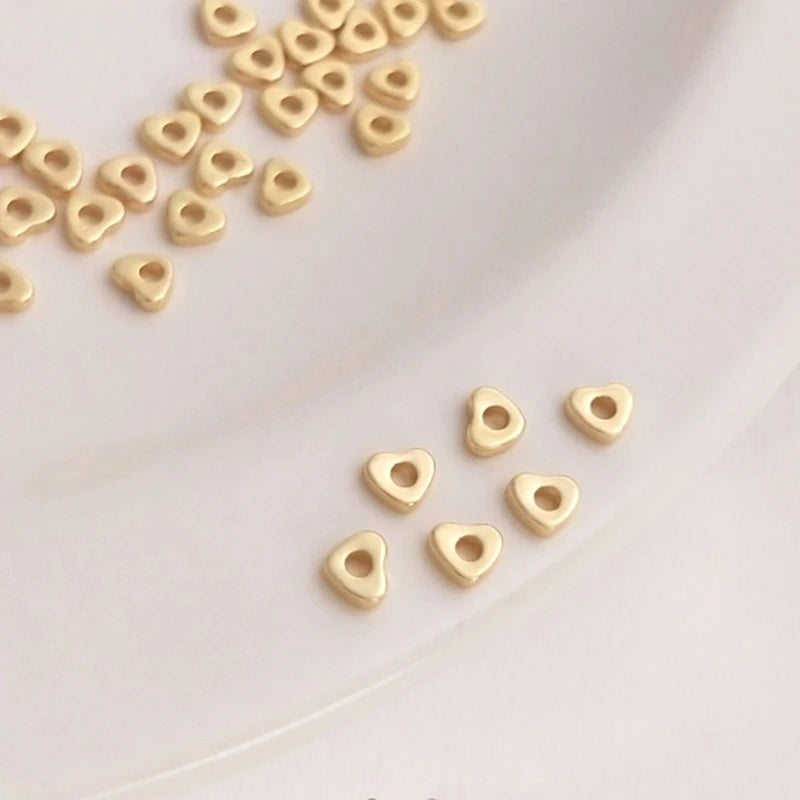 14K Plated Copper Heart Spacers 3*4MM Beads DIY Jewelry Making Findings
