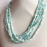 4MM Cut Light Amazonite Jade Necklace Choker Vintage Style Jewelry