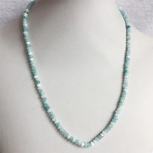 4MM Cut Light Amazonite Jade Necklace Choker Vintage Style Jewelry