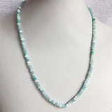 4MM Cut Light Amazonite Jade Necklace Choker Vintage Style Jewelry
