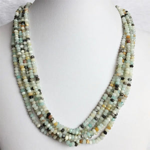 Vintage Green Amazonite Necklace Faceted Beaded Choker
