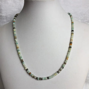 Vintage Green Amazonite Necklace Faceted Beaded Choker