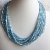 Faceted Aquamarine Necklace Vintage Natural Stone Jewelry Beaded Chain Choker